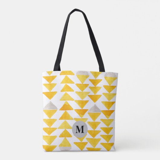 Tote Bag Aquarelle initiale jaune Motif Fourre-tout B (Dos)
