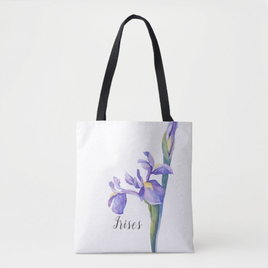 Tote Bag Aquarelle Irises Floral (Devant)