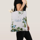 Tote Bag Aquarelle japonaise botanique Fleur bleue (De près)