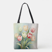 Tote Bag Aquarelle Jardin Tulipe Sur Sage Green (Dos)
