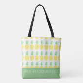 Tote Bag Aquarelle jaune et verte Monogramme d'ananas (Dos)