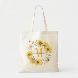 Tote Bag Aquarelle jaune monogramme