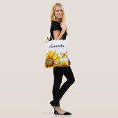 Tote Bag Aquarelle Jaune Nom du script personnalisé Sunflow (Sur le modèle)
