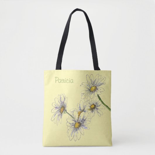 Tote Bag Aquarelle jaune pâle Design margueux sur (Devant)