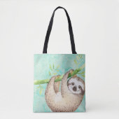 Tote Bag Aquarelle Joyeuse Sloth (Devant)