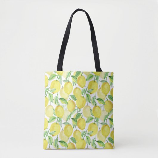 Tote Bag Aquarelle juteuse : peinture citron vibrante (Devant)