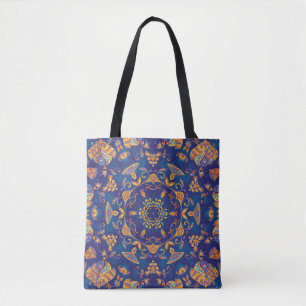 Tote Bag Aquarelle Kaleidoscope Mandala Oriental Design.