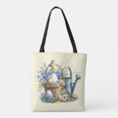 Tote Bag Aquarelle Lapin de Pâques Personnalisé (Dos)