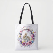 Tote Bag Aquarelle Lapin de Pâques Personnalisé (Devant)