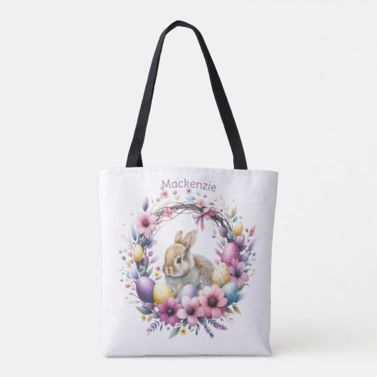 Tote Bag Aquarelle Lapin de Pâques Personnalisé (Dos)
