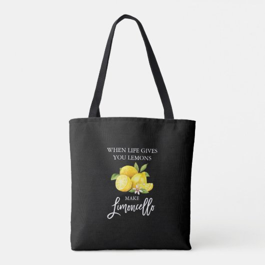 Tote Bag Aquarelle Lemons Brush Script Limoncello Noir (Dos)