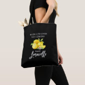 Tote Bag Aquarelle Lemons Brush Script Limoncello Noir (De près)