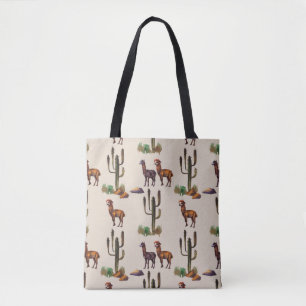 Tote Bag Aquarelle llama alpaga faune sans soudure motif