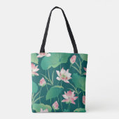 Tote Bag Aquarelle lotus : fleurs vintages sans soudure. (Dos)