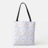 Tote Bag Aquarelle Lune étoiles et nuages Motif (Dos)