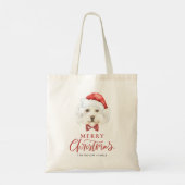 Tote Bag Aquarelle Maltese avec le chapeau du Père Noël per (Dos)