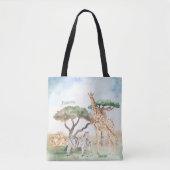 Tote Bag Aquarelle maman et bébé Animaux africains (Devant)