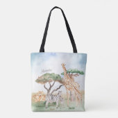 Tote Bag Aquarelle maman et bébé Animaux africains (Dos)