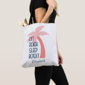 Tote Bag Aquarelle Manger Plage Dormir Répéter Palm Tree Fo (De près)