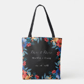 Tote Bag Aquarelle mexicaine Fleur Mariage noir (Dos)