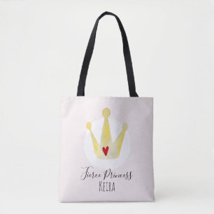 Tote Bag Aquarelle mignonne Bébé Fille Princesse et nom mam