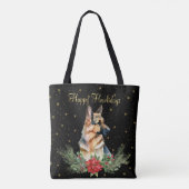Tote Bag Aquarelle mignonne chien de joyeux Howlidays (Dos)