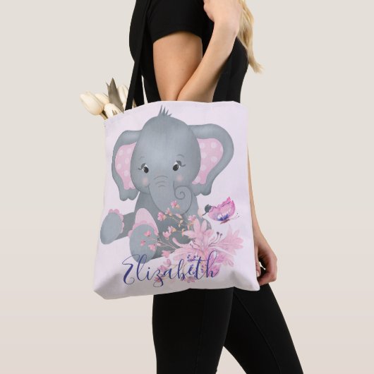 Tote Bag Aquarelle mignonne Eléphant bébé (De près)