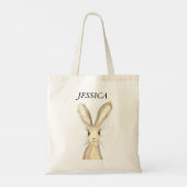 Tote Bag Aquarelle mignonne Lapin Lapin Lièvre Pâques Flora (Dos)