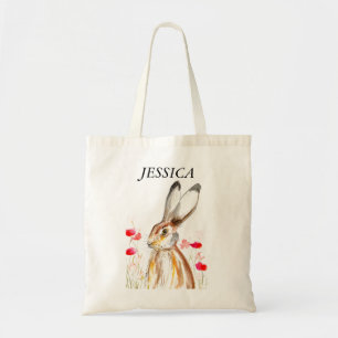 Tote Bag Aquarelle mignonne Lapin Lapin Lièvre Pâques Flora