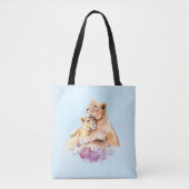 Tote Bag Aquarelle mignonne Mère Lion & Cub (Devant)