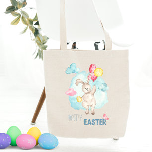 Tote Bag Aquarelle mignonne Moderne Joyeux Ballons de lapin