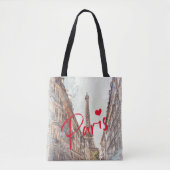 Tote Bag Aquarelle minimaliste moderne Paris Eiffel (Devant)