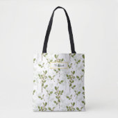 Tote Bag Aquarelle Mistletoe Motif sans couture Monogramme (Devant)