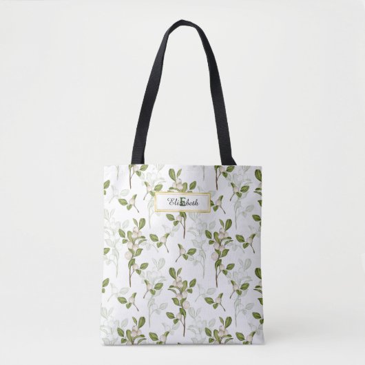 Tote Bag Aquarelle Mistletoe Motif sans couture Monogramme (Devant)