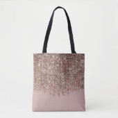 Tote Bag Aquarelle moderne Bleu & Rose Or Rose Blush Glam (Devant)