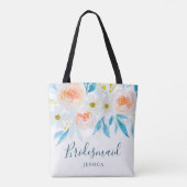 Tote Bag Aquarelle moderne Floral Mariage Bridesmaid (Dos)