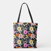 Tote Bag Aquarelle moderne Florale FleurS botanique (Dos)