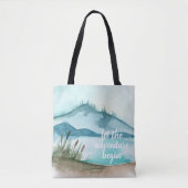 Tote Bag Aquarelle moderne Nature Commençons l'aventure (Devant)