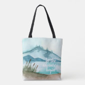 Tote Bag Aquarelle moderne Nature Commençons l'aventure (Dos)