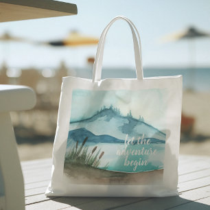 Tote Bag Aquarelle moderne Nature Commençons l'aventure