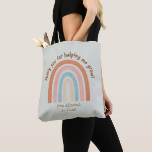 Tote Bag Aquarelle moderne Rainbow Teacher Merci -