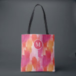 Tote Bag Aquarelle Monogram Orange Rose Abstrait<br><div class="desc">Le sac fourre-tout abstrait Monogram Watercolor Rose Orange est le mélange parfait de style et de praticité. Doté d'un design vibrant à l'aquarelle dans des tons roses et orange, ce fourre-tout ajoute une touche de couleur à n'importe quelle tenue. Le monogramme ajoute une touche personnelle, le rendant unique. Avec des...</div>