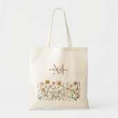 Tote Bag Aquarelle monogramme Fleur sauvage Floral de prair (Devant)