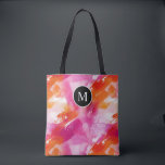 Tote Bag Aquarelle Monogramme Orange Rose Abstrait<br><div class="desc">Le sac à main Monogram Watercolor Rose Orange Abstrait est le mélange parfait de style et de praticité. Avec un design vibrant à l'aquarelle dans des tons roses et orange, ce tote ajoute une touche de couleur à n'importe quelle tenue. Le monogramme ajoute une touche personnelle, le rendant unique. Avec...</div>