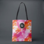 Tote Bag Aquarelle Monogramme Orange Rose Abstrait<br><div class="desc">Le sac à main Monogram Watercolor Rose Orange Abstrait est le mélange parfait de style et de praticité. Avec un design vibrant à l'aquarelle dans des tons roses et orange, ce tote ajoute une touche de couleur à n'importe quelle tenue. Le monogramme ajoute une touche personnelle, le rendant unique. Avec...</div>
