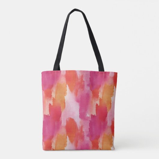 Tote Bag Aquarelle Monogramme Orange Rose Abstrait (Dos)