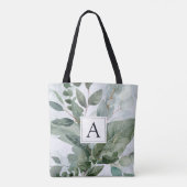 Tote Bag Aquarelle monogramme Sage rustique Vert (Dos)