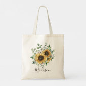 Tote Bag Aquarelle monogramme Vintage Tournesol rustique (Dos)