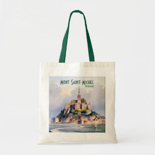 Tote Bag Aquarelle Mont Saint Michel France Voyage Ancien