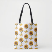 Tote Bag Aquarelle Motif de tournesol à papillon jaune (Devant)